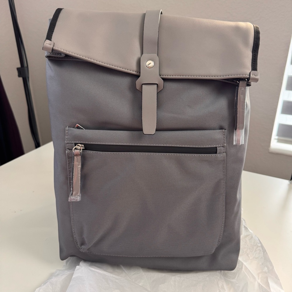 Alfani Macys Men's Roll Top Backpack Grey Laptop Carry On Travel Bag - Picture 2 of 5